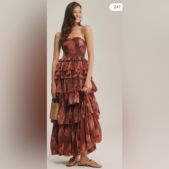 Hutch Dresses & Skirts - Anthropologie Hutch Nalina Strapless Floral Tiered Tulle Maxi Dress NWOT